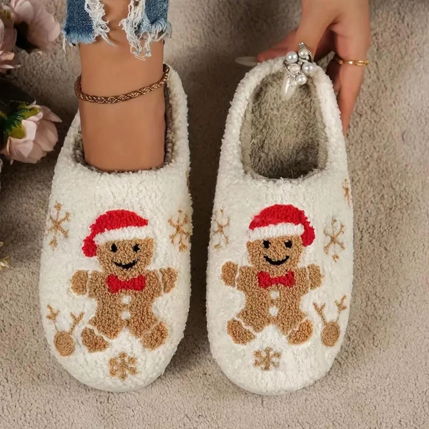Women's Men's Retro Leopard Print Smiley Slippers Lightning Bolt Memory Foam Soft Plush Warm Non-Slip Home Shoes