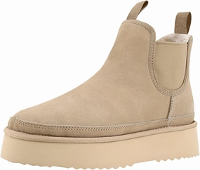 Women's Mini Snow Boots Platform Chelsea Winter Warm Faux Fur Lined Suede Indoor Outdoor Anti-Slip Classic Comfortable Flat Ankle Bootie
