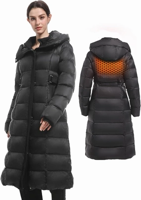 Women's Winter Full Length 800 Fill Duck Down Coat,Plus Size Long Puffer Jacket Parka for Ladies,Hooded,Thickened