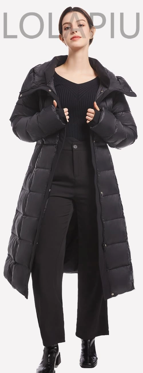 Women's Winter Full Length 800 Fill Duck Down Coat,Plus Size Long Puffer Jacket Parka for Ladies,Hooded,Thickened