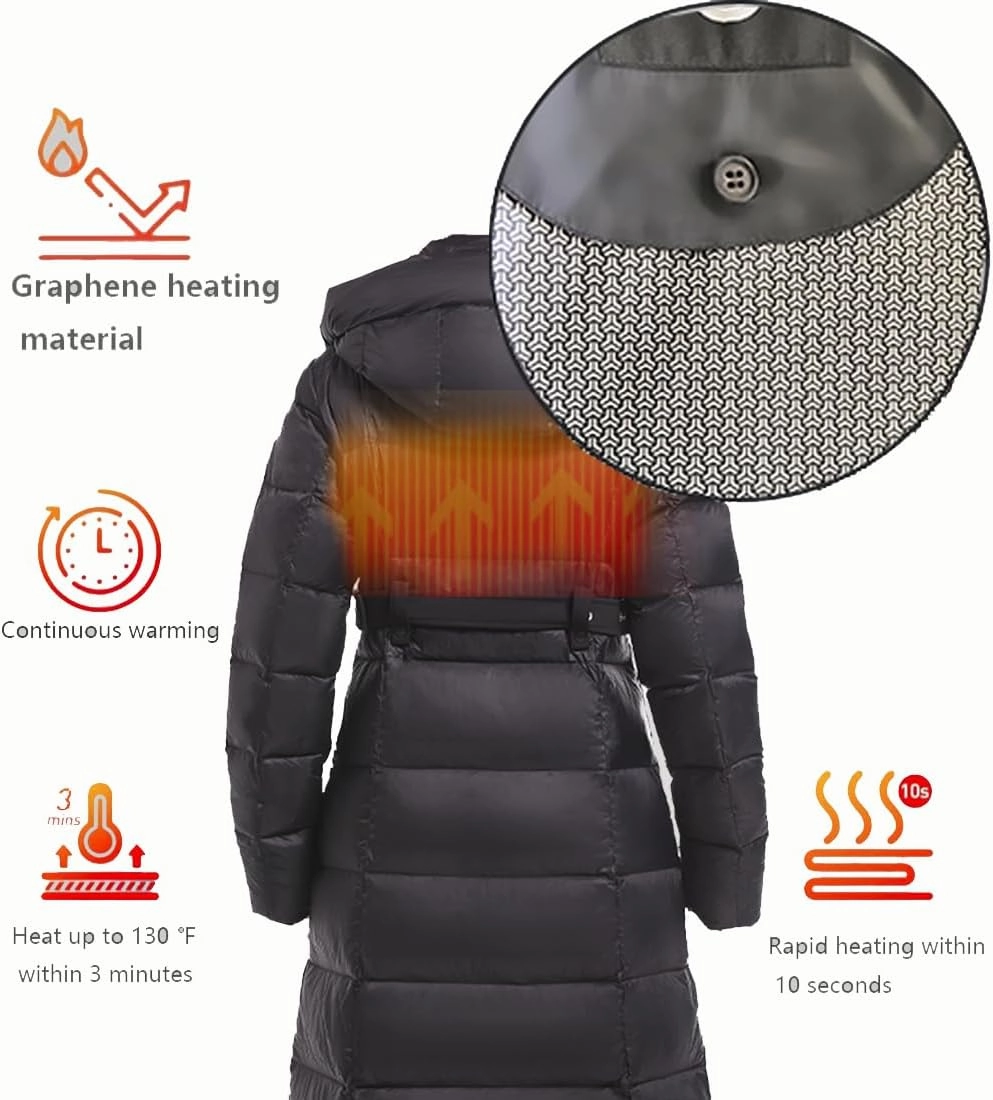Women's Winter Full Length 800 Fill Duck Down Coat,Plus Size Long Puffer Jacket Parka for Ladies,Hooded,Thickened