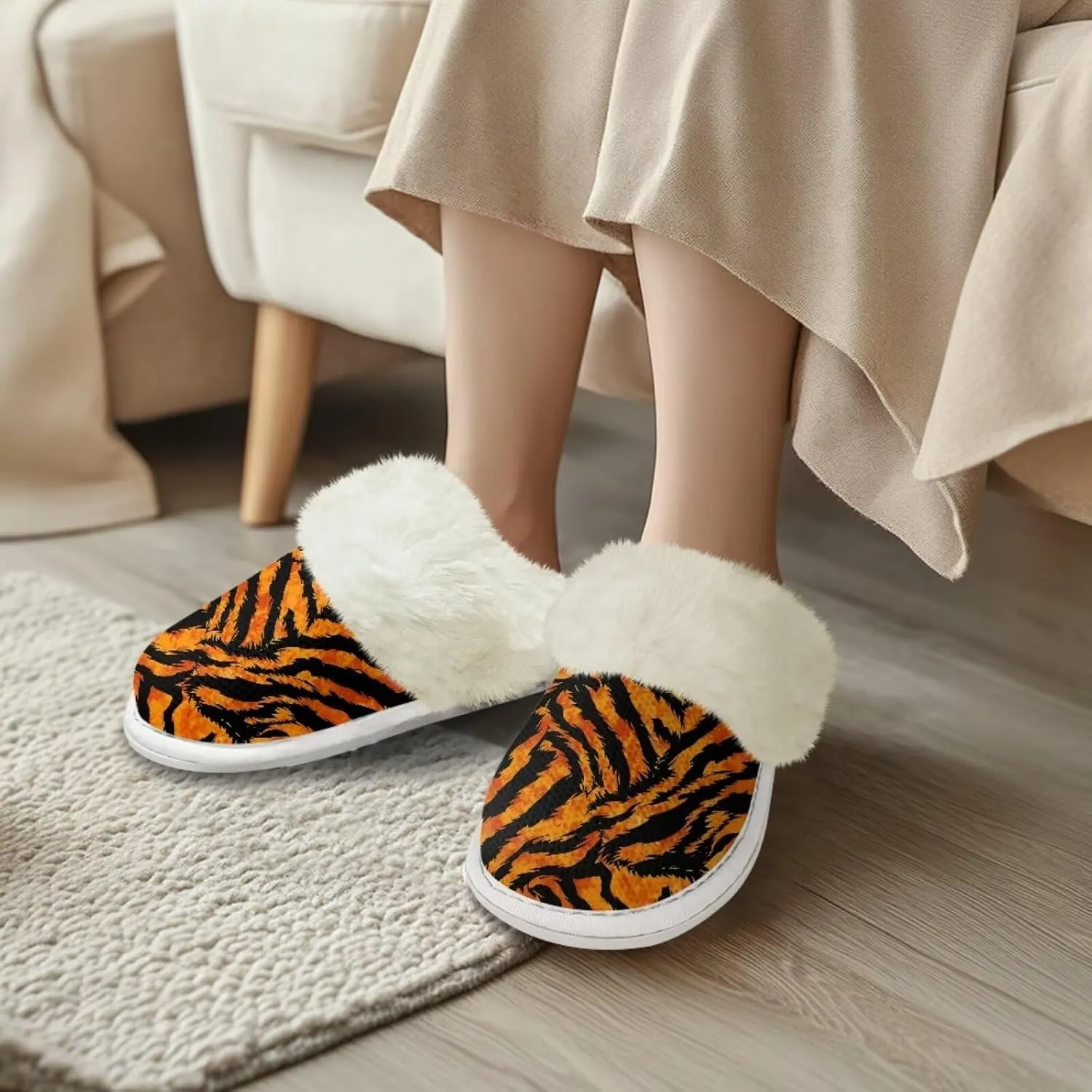 Women's Fuzzy Slipper Home Slippers Fluffy Winter House Shoes Soft Sole Slippers for Indoor