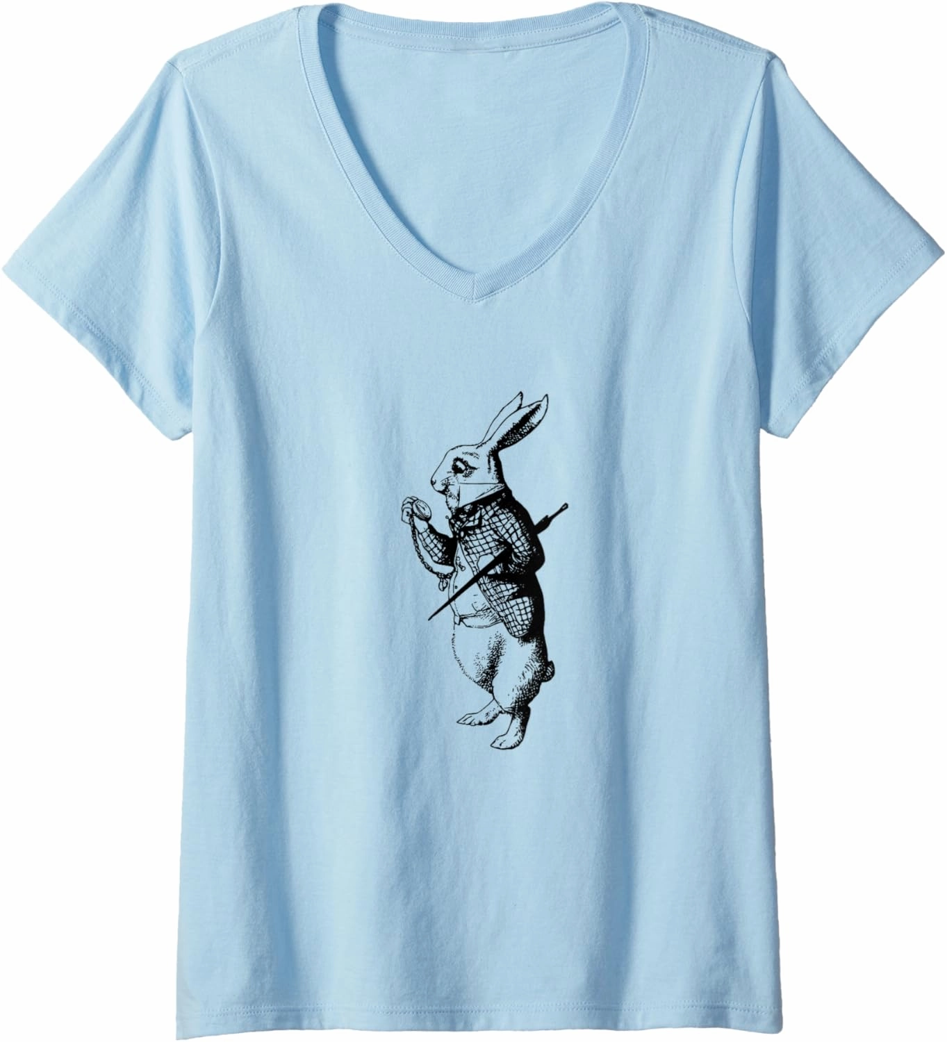 Womens Hare Time Pocket Watch Rabbit V-Neck T-Shirt