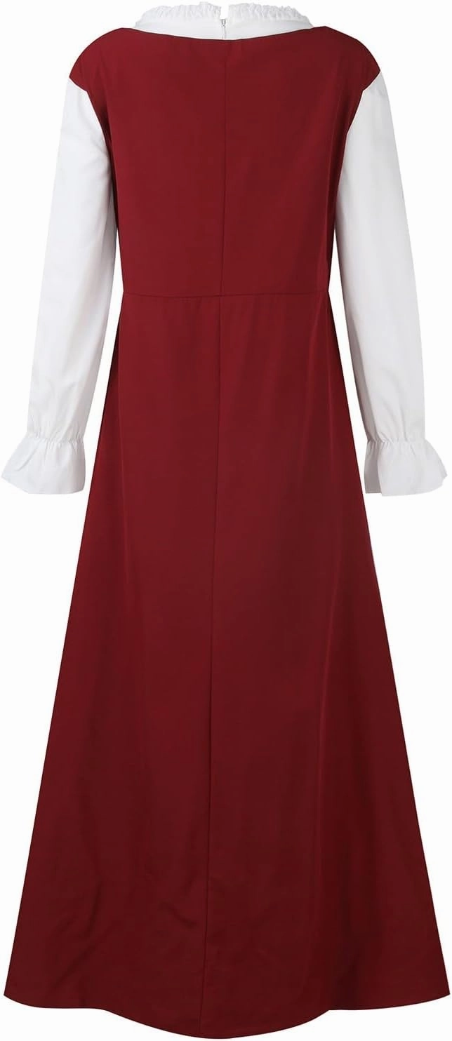 Womens Renaissance Dress 2023 Trendy Ruffle Bell Sleeve Square Neck Tie Up Dress Classic Vintage Victorian Dress