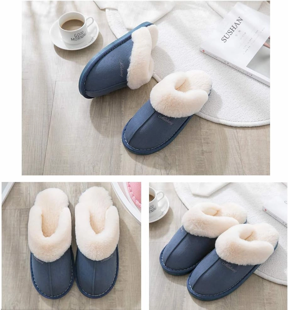 Womens Slippers Soft Plush Warm House Shoes Anti-Slip Fluffy Fur Indoor/Outdoor Slippers