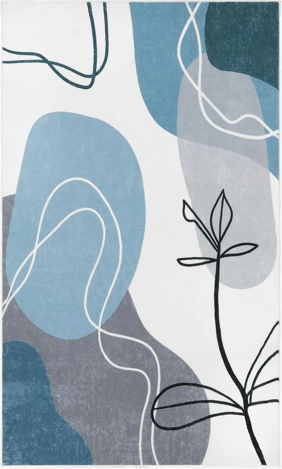 Wonnitar Boho Washable 3x5 Area Rug, Modern Abstract Blue Entry Rug Living Room Accent Mat, Non-Slip Minimalist Aesthetic Soft Bedside Low Pile Carpet for Bedroom Kitchen Bathroom (Art-Blue,3'x5')
