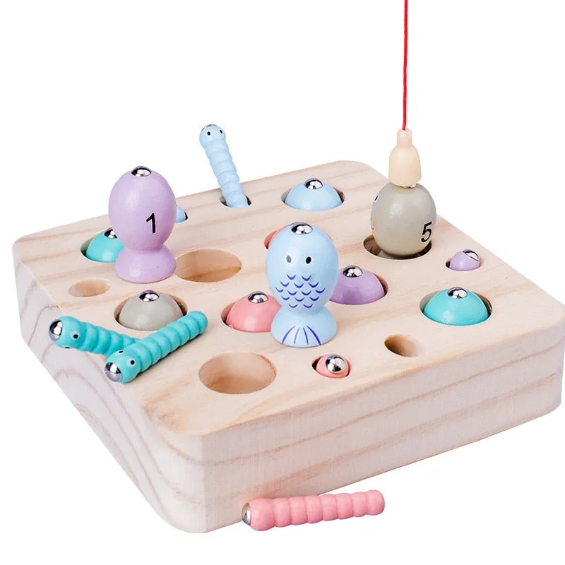 Wooden Montessori Magnetic Fishing Game Set