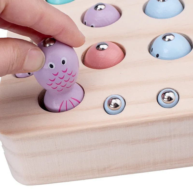 Wooden Montessori Magnetic Fishing Game Set