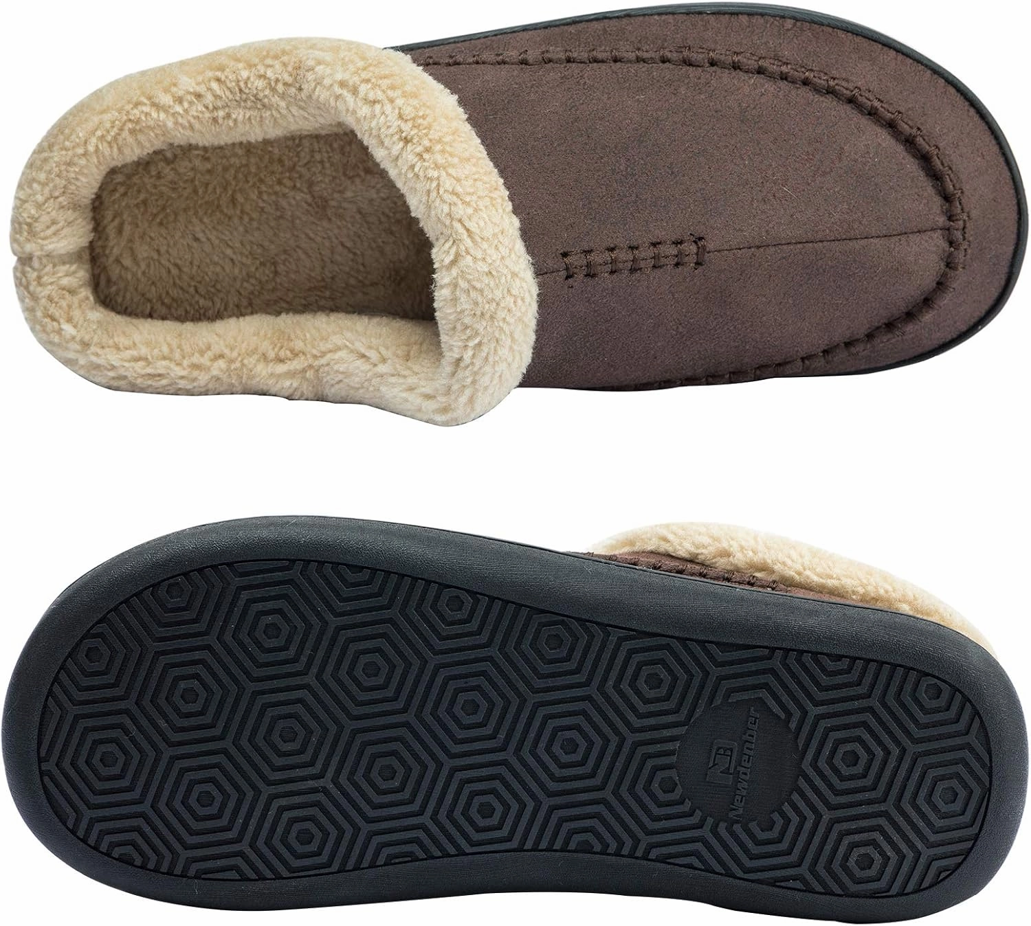 WOTTE Men's Moccasin Slippers Microsuede Fleece Fuzzy Lined Memory Foam House Shoes for Indoor Outdoor