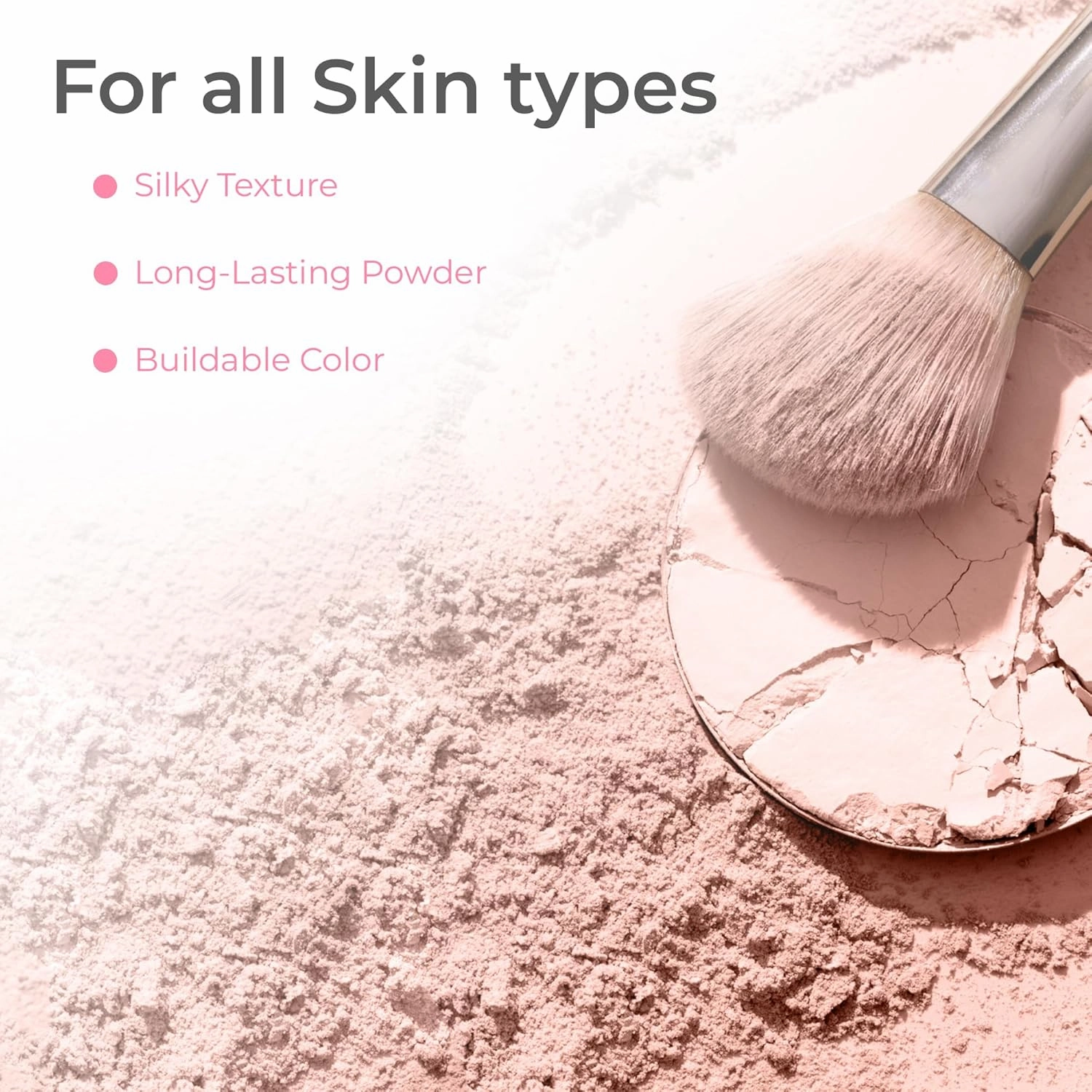 XXL KIT BRUSH & CASE (PINK BISQUE) Full Size Mineral Makeup Set Bare Face Matte Powder Foundation Cover