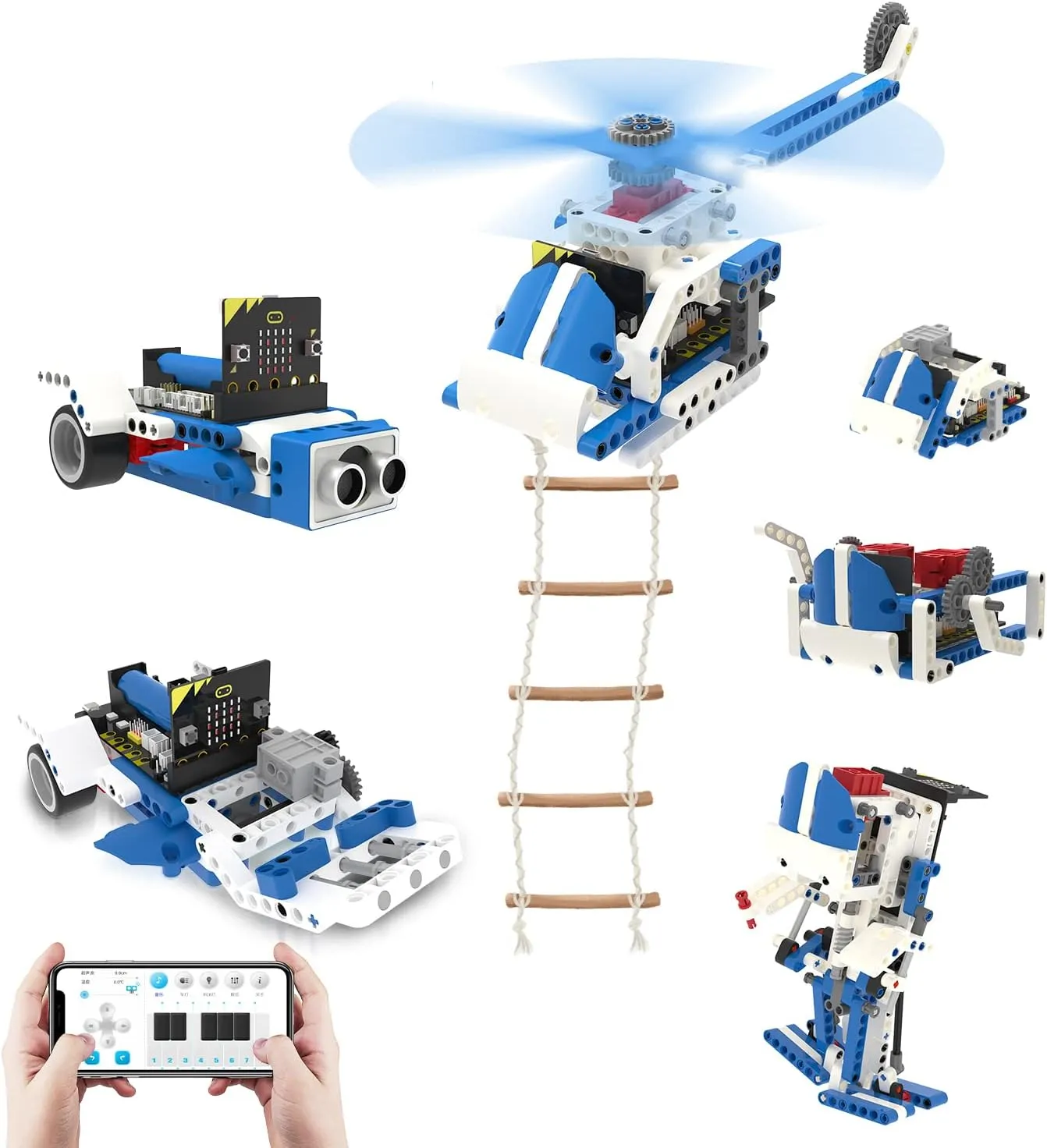 Yahboom Micro:bit Building Block Robot Kit 16 in 1 STEM Projects Advanced with Sensor Module DIY Toys for Kids 10  Gifts for Christmas (Advanced Kit with V2)