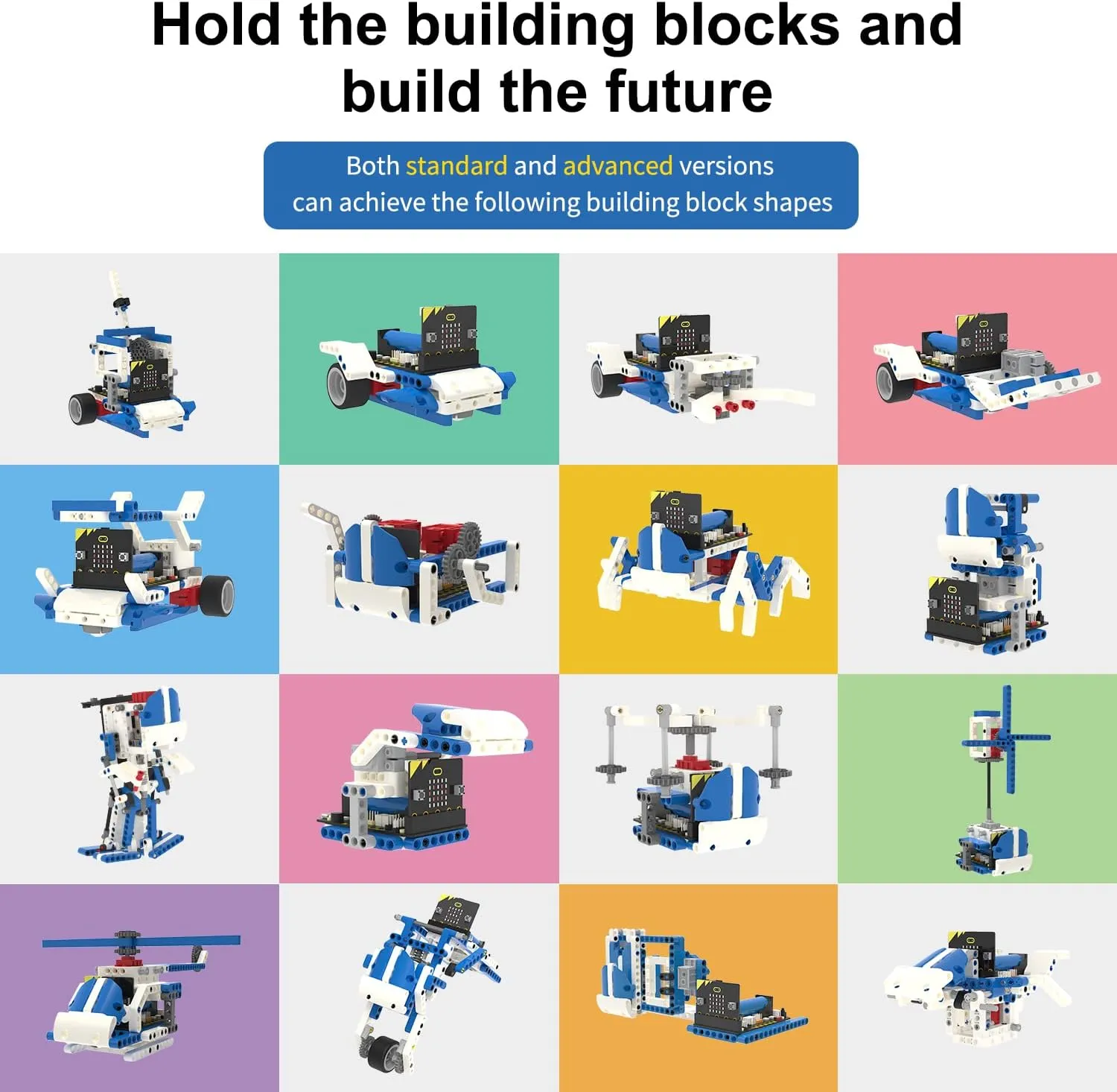 Yahboom Micro:bit Building Block Robot Kit 16 in 1 STEM Projects Advanced with Sensor Module DIY Toys for Kids 10  Gifts for Christmas (Advanced Kit with V2)
