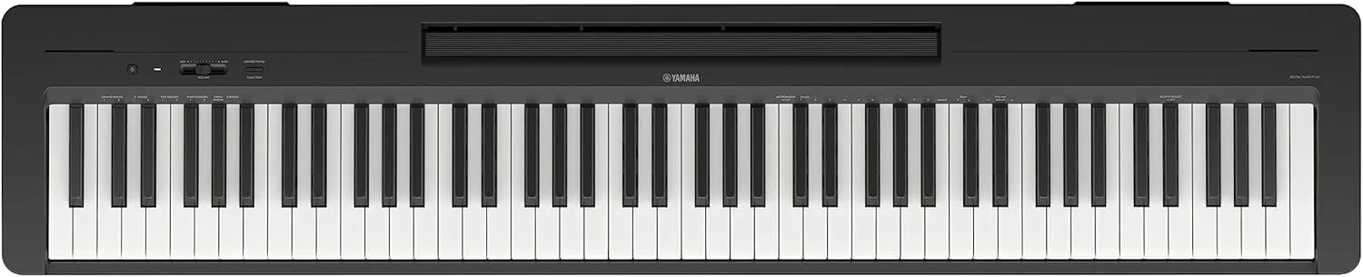 Yamaha, 88-Key Slim Digital Beginners with Weighted, Premium Grand Piano Sound, Compact Design, Music Rest, Sustain Pedal, and Built-in Speakers for Home Practice or Travel, (P143B)