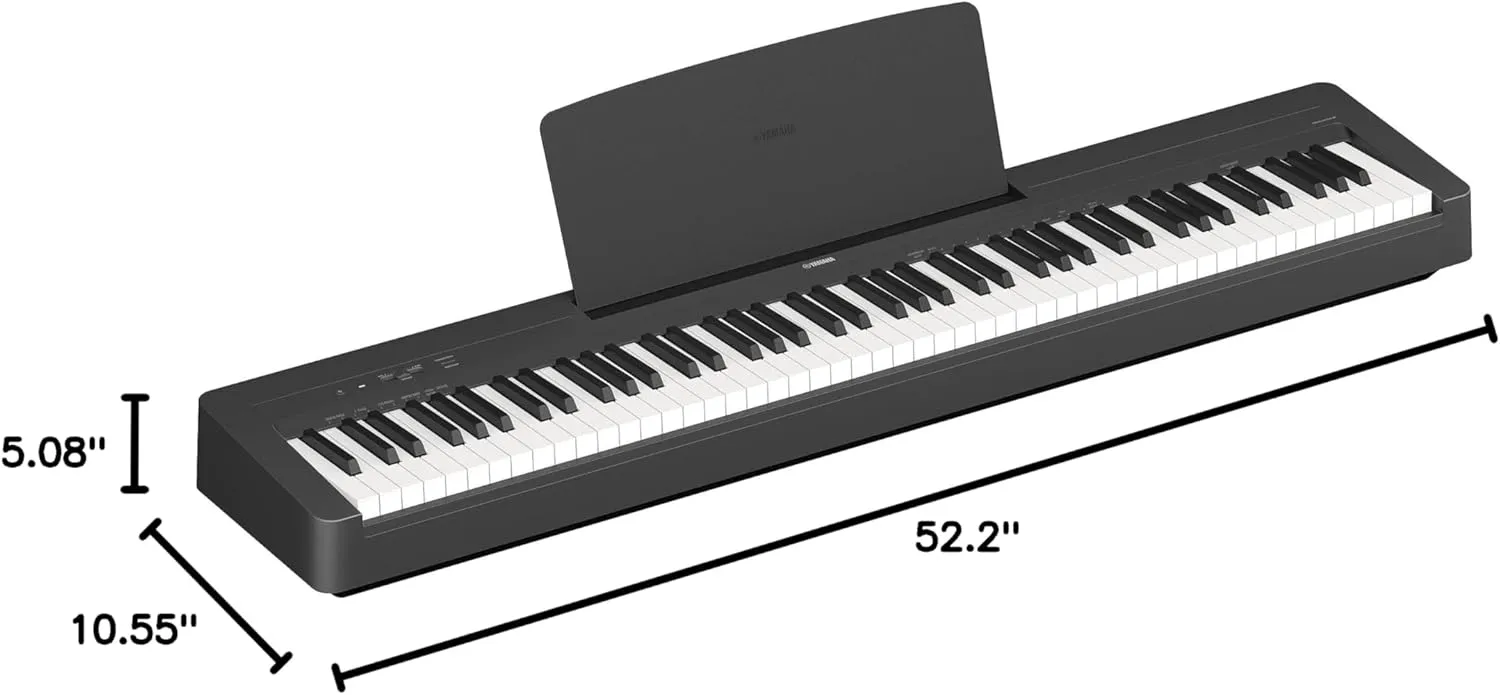Yamaha, 88-Key Slim Digital Beginners with Weighted, Premium Grand Piano Sound, Compact Design, Music Rest, Sustain Pedal, and Built-in Speakers for Home Practice or Travel, (P143B)