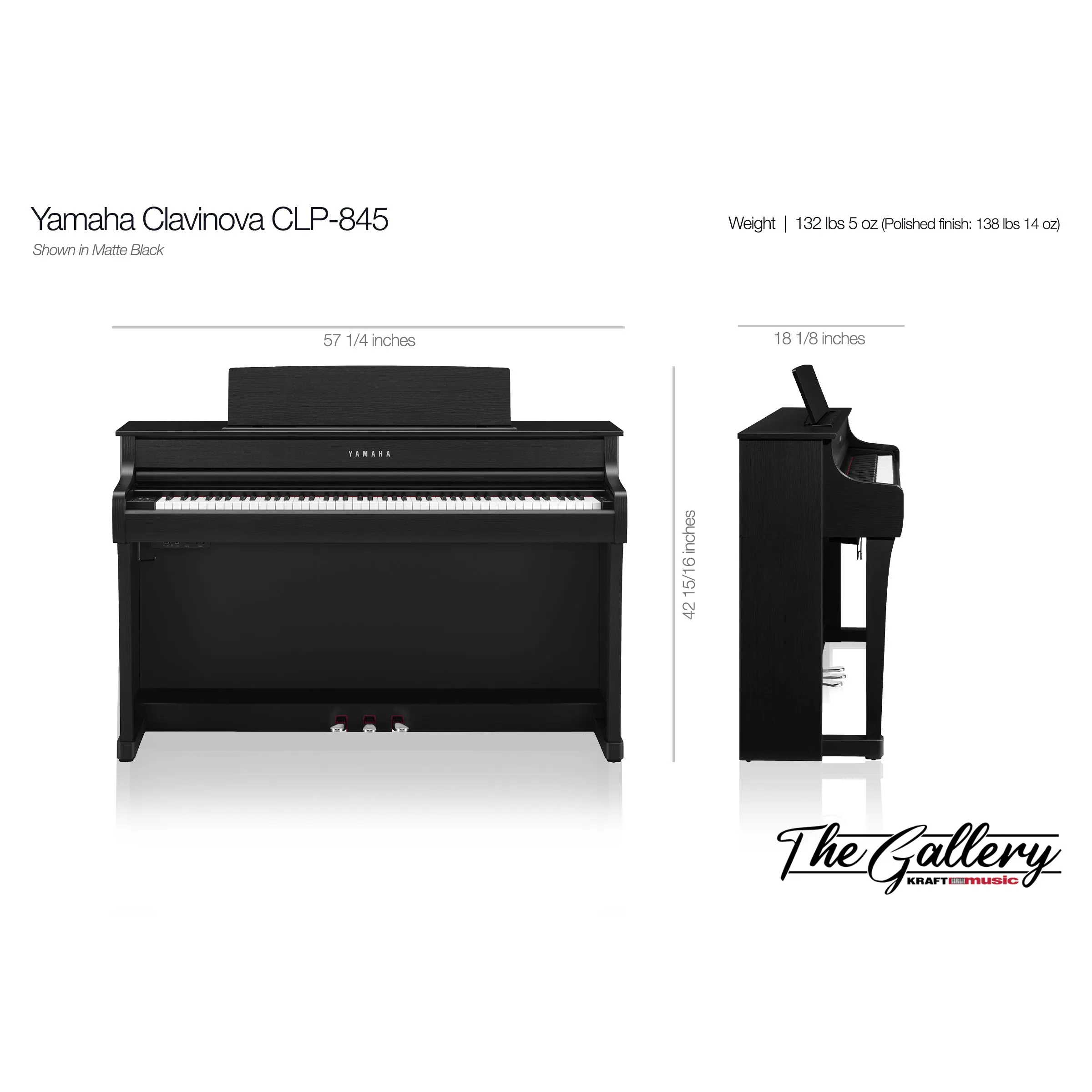 Yamaha Clavinova CLP-845 Digital Piano - Polished Ebony