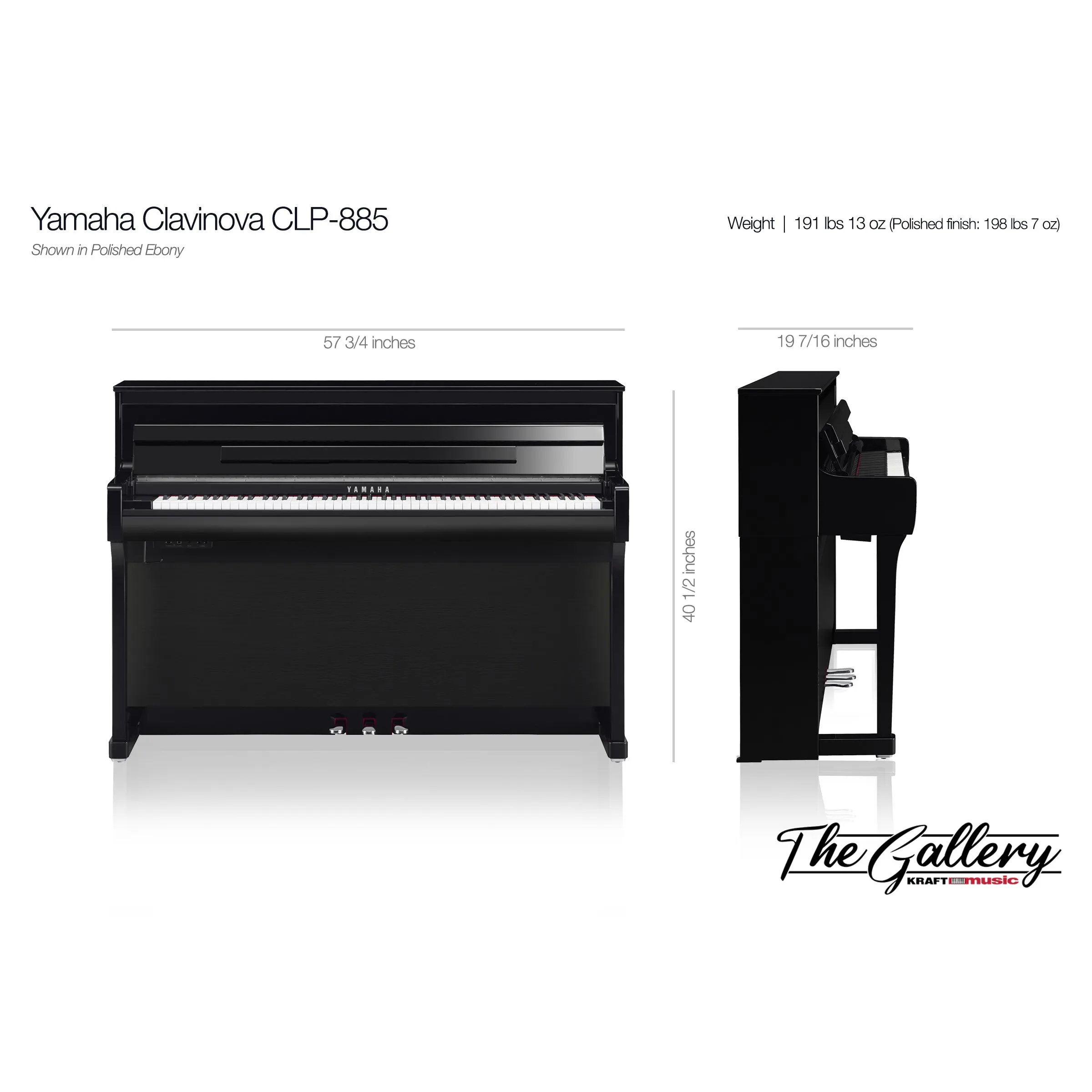 Yamaha Clavinova CLP-885 Digital Piano - Matte Black