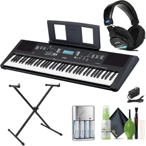 Yamaha PSR-EW310 76-Key Touch-Sensitive Portable Keyboard with Adapter and Stand Bundle with Headphones and Accessories