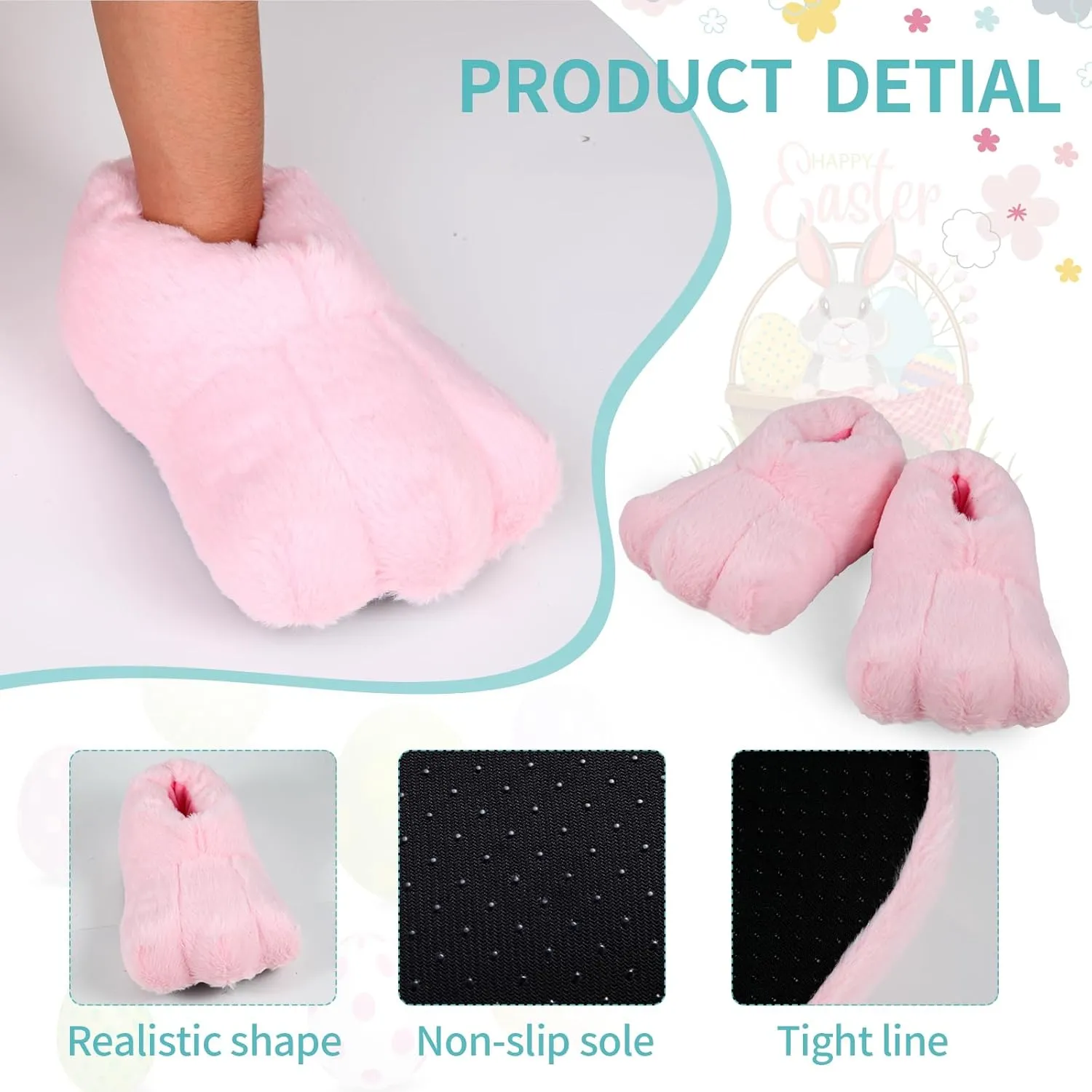 yeload Adults & Kids Rabbit Slippers, Unisex White Bunny Feet Shoes for Easter, Costume Party, Cosplay, Stage Performances