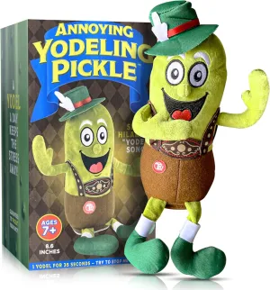 Yodeling Pickle Toy- Gag Gift Plush Musical Singing Office Desk Stress Reliever for Adults Kids Office Humor Silly White Elephant Funny Birthday Gift