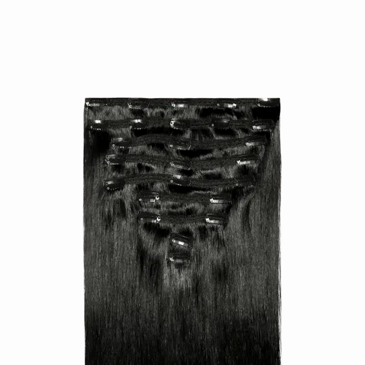 Zala Clip In Hair Extensions - 100% Human Hair - Easy Install & Natural Full Head of Remy Hair Extensions - Gain Volume & Length Instantly - 9 Piece Clip-in Set in Natural Black (230g / 24 inch)