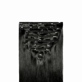 Zala Clip In Hair Extensions - 100% Human Hair - Easy Install & Natural Full Head of Remy Hair Extensions - Gain Volume & Length Instantly - 9 Piece Clip-in Set in Natural Black (230g / 24 inch)