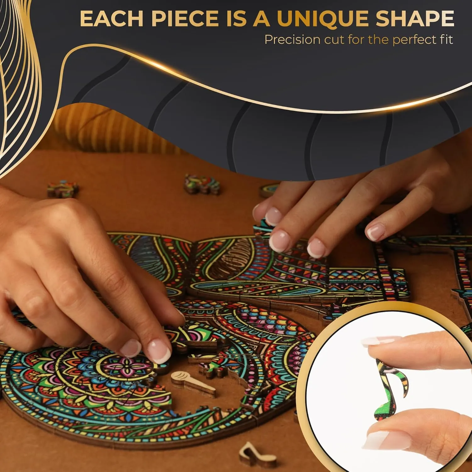 ZenChalet - Drum Set Wooden Jigsaw 200 Piece Puzzle - Unique Wooden Puzzles for Adults, Cool Brain Teaser for Music Lovers, Rompecabezas para Adultos