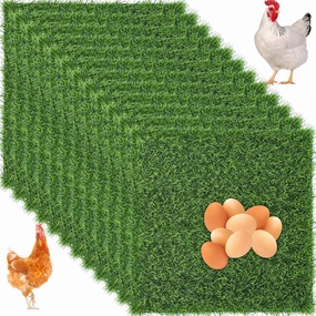 Zhengmy 12 Pcs Chickens Nesting Pads Set Nest Box Bedding Washable Nesting Pads for Chicken Coop, Artificial Grass Rug Carpet Synthetic Turf Mat, 12 x 12 x 1.2 Inches(Green)