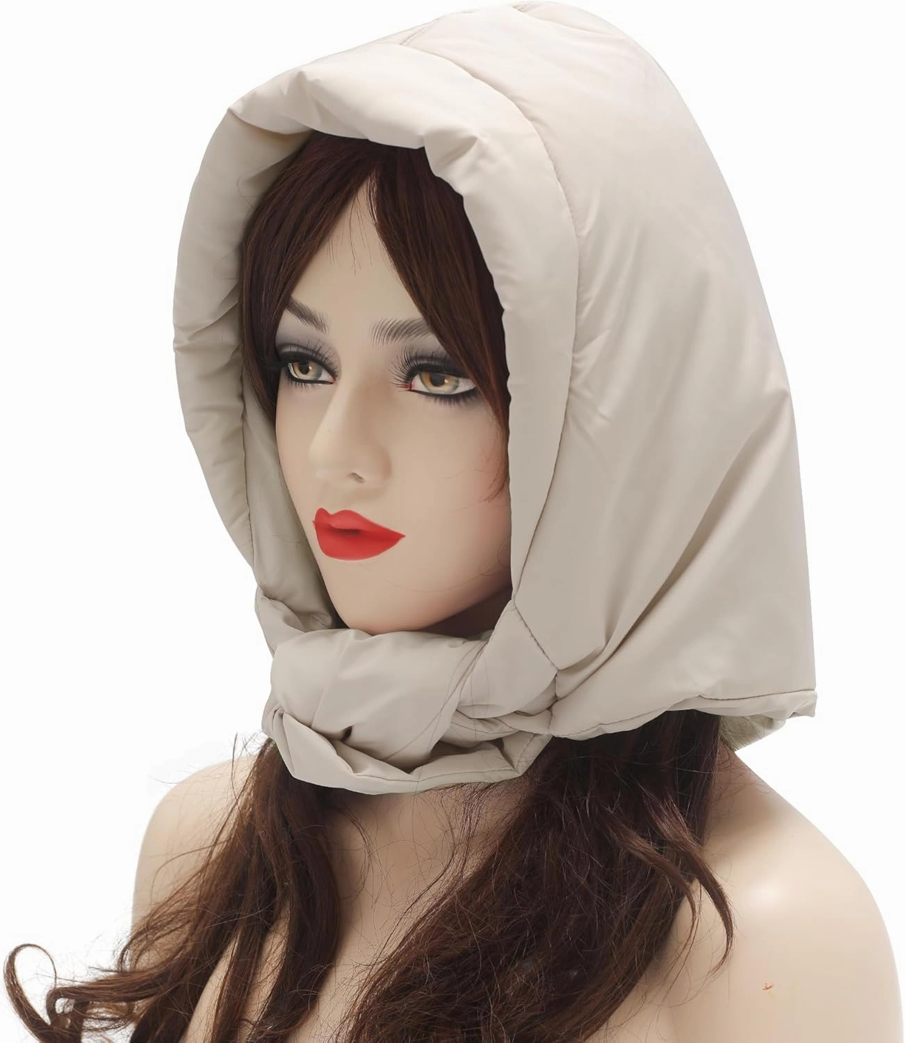 ZLYC Women Winter Down Hat Windproof Hooded Scarf Soft Warm Balaclava Skull Cap Beanie Hat